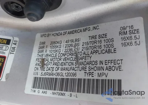 2016 Honda Cr-V Lx из США, поврежденный, VIN 5J6RM4H36GL120096